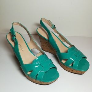 Franco Sarto Turquoise Wedges Cork Heels Sz 8.5